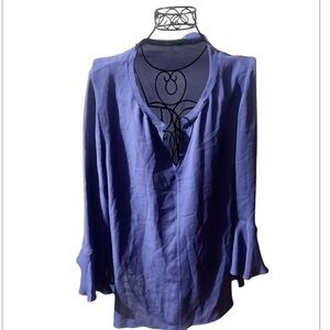 Kobi Halperin Silk Bell Sleeves Elegant Purple Women Sz L Blouse